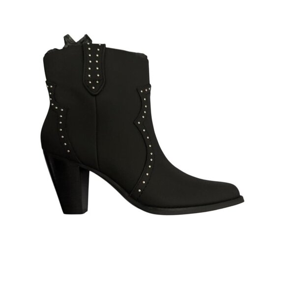 Aerosoles Womens Black Leather Lazu Studded Western Bootie Sz 7.5 New - Picture 3 of 14